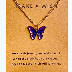 Purple butterfly pendant necklace